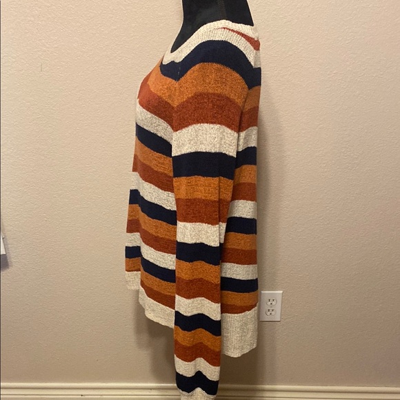 Maurices Cream and Orange Chevron Scoop Neck Sweater - Picture 2 of 7